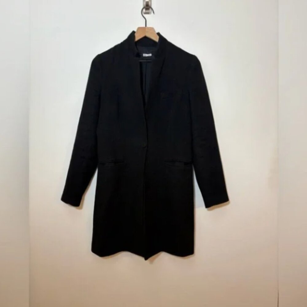 Reformation Black Single Button Coat Size XS Long Minimalist Classic